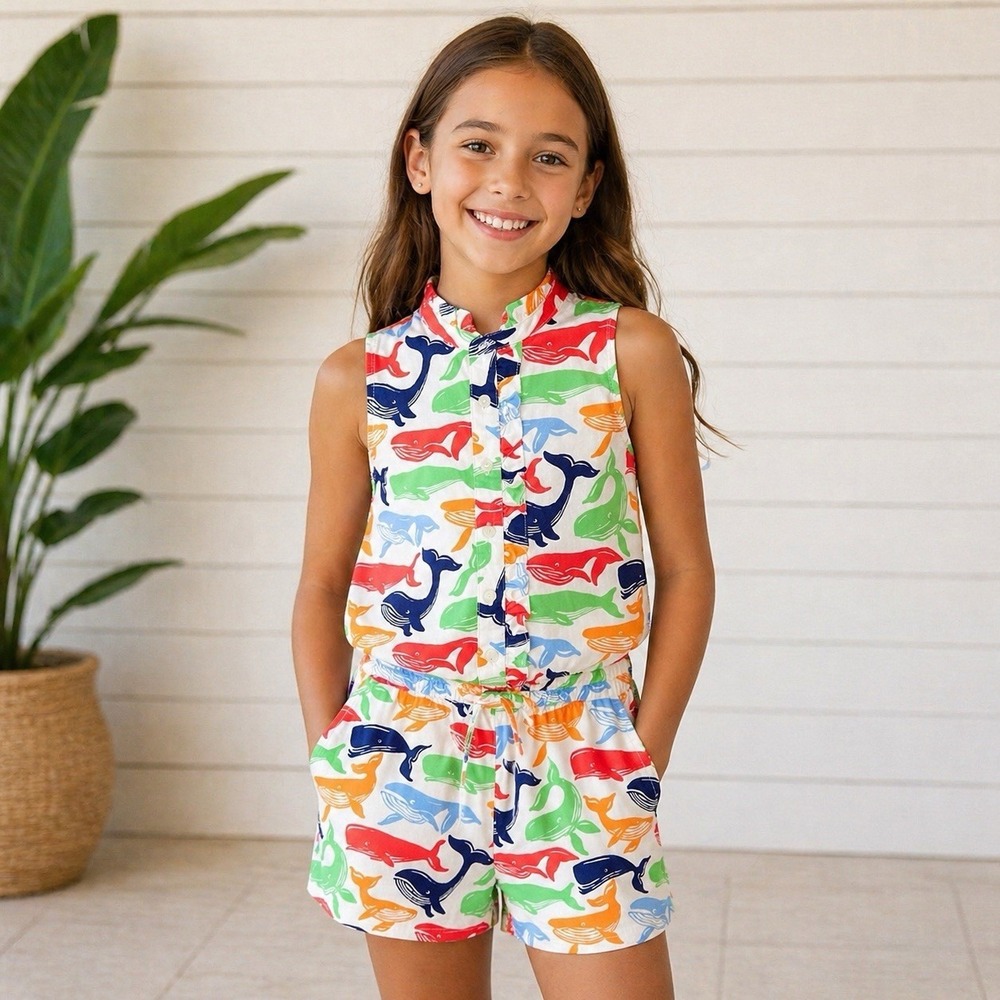Classic Prep Size 10 Girls Romper Coastal Beach Nautical Summer Outfit Preppy